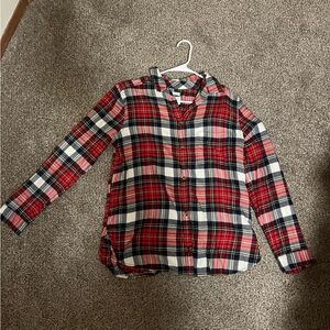 American Eagle Outfitters Red and Green Plaid Shirt, Boyfriend Fit